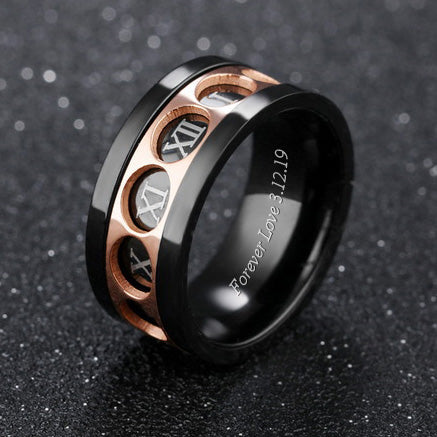 Two-Tone Roman Numeral Spinner Ring for Men (Engravable)