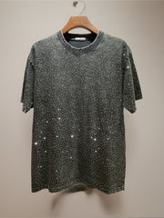 Tshirt strass punti luce uomo Tee Nera