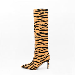 Tiger Print Boots 9cm High Heels
