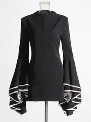 Ruffles Dresses For Women O Neck Butterfly Sleeve