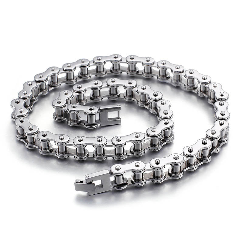 Chunky Bike Chain Necklace for Men â€?Stainless Steel, 55cm