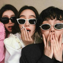 Irregular rhinestone retro sunglasses