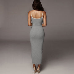 Gray Strap Casual Knit Tank Dress