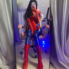 Women's Cosplay Zip Up Spiderman Skinny Onesie Jumpsuit