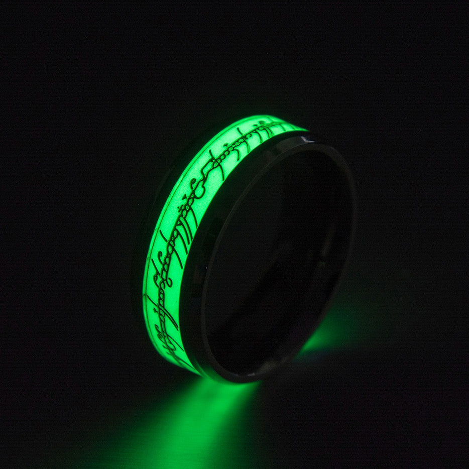 Night Glowing Mens Ring with Engraving