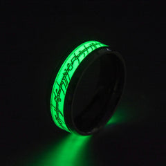 Night Glowing Mens Ring with Engraving