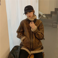 Motorcycle Leather Jacket Women's ecological sheepskin