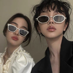 Irregular rhinestone retro sunglasses