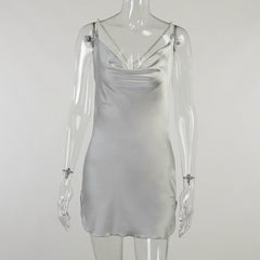 Women's Sexy Pearl Sling Dress With Backpack