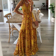 Strap bohemian print dress