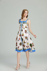 Women's Summer Printed Sleeveless A Line Knee Dress â€?Stylish and Vibrant Fashion for Warm Weather