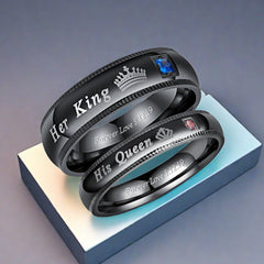 His Queen & Her King Promise Rings with Colored Accent Stones