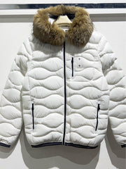 Piumino cappuccio fur bianco uomo