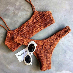girls Bikini Push-up Pleated triangle Swimwear