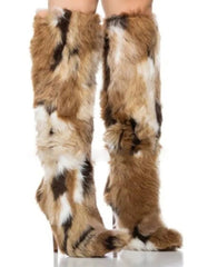 Stivale alto pelliccia faux fur tacco donna