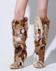 Stivale alto pelliccia faux fur tacco donna