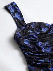 Sweetheart Neckline Floral Midi Dress