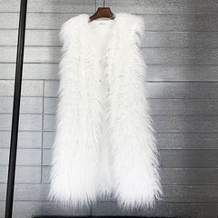 Women's Long Beach Wool Fur Vest
