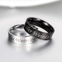 Custom His Crazy Her Weirdo Promise Rings Set for Couple