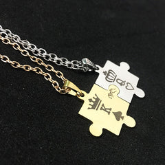 King Queen Crown Jigsaw Puzzle Couples Jewelry Set
