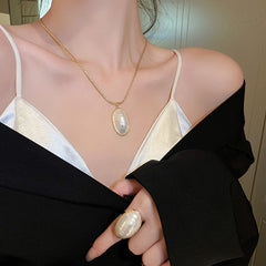 set Collana orecchini ovale perla donna