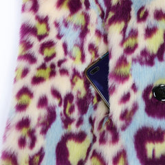 Winter Extra Long Colorful Warm Thick Fluffy Leopard Print Faux Fur