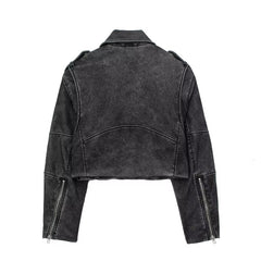 Black Motorcycle Biker Leather Jacket