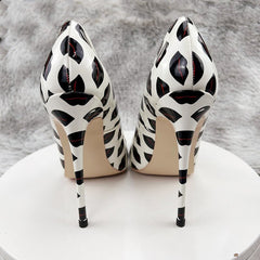 Lips Print Slip On Pointy Toe High Heel Shoes