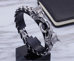 Punk Style Wolf Steel Bracelet for Men