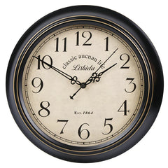 Vintage Silent Wall Clock â€?12" Roman/Arabic (Non-Ticking)