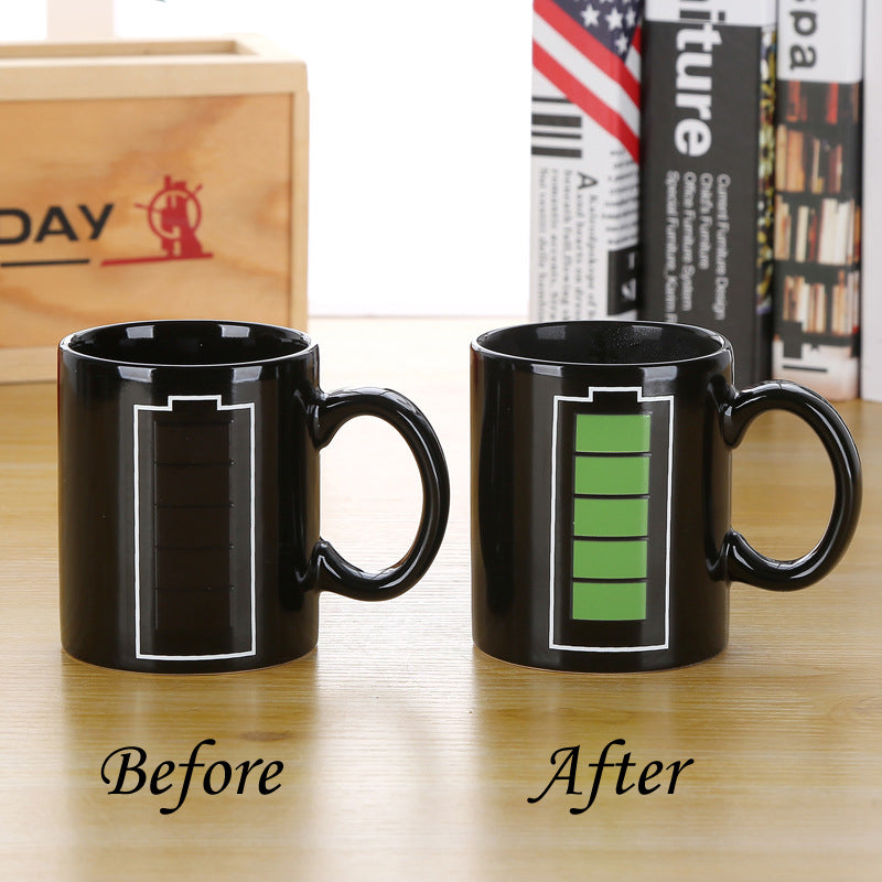 Color Changing Ceramic Cup â€?Battery Design Mug for Birthday Gifts