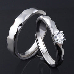 Matching Couples Promise Rings Sets with Engraving Adjustable Size