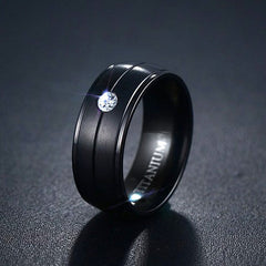 Black Ring Band for Men with Custom Names - Titanium - 8mm