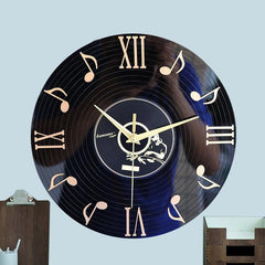 Roman Numeral Music-Note Silent Wall Clock â€?12" Acrylic