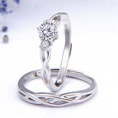 Expandable Matching Knots Silver Wedding Rings for 2