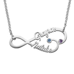 Infinity Birthstones Necklace with Names on It