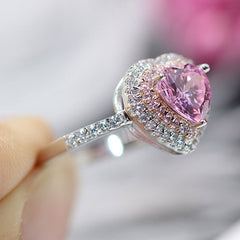 1.5 Carat Pink Heart Lab Diamond Engagement Ring