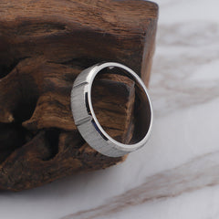 Modern Grooved Stainless Steel Ring for Men (6mm)