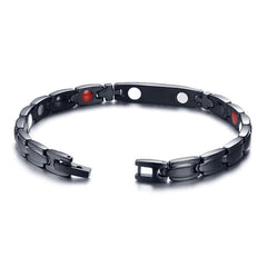 Mens Engraved Magnetic Bracelet Stainless Steel Black
