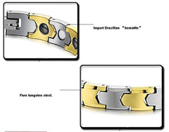 Gold Plated Tungsten Mens Sports Magnetic Bracelet