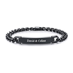 Custom Mens Bracelet Gift Stainless Steel Black