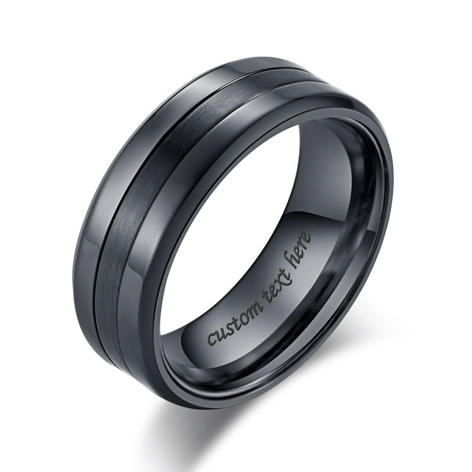 Cute Matte Engraved Ring for Men