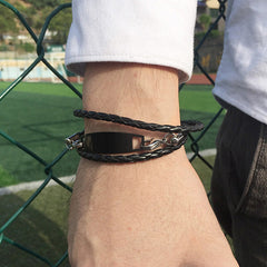 Personalized Braided Wrap Promise Bracelet Stainless Steel