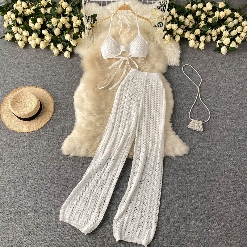 Women's two-piece summer top and trousers set