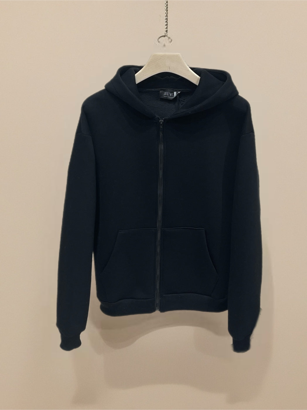 Felpa hoodie full zip basic uomo nero