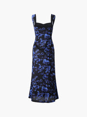 Sweetheart Neckline Floral Midi Dress