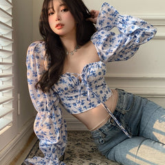 Boho romantic floral top