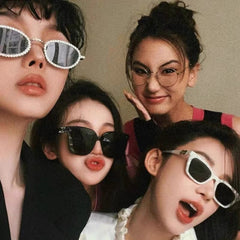 Irregular rhinestone retro sunglasses
