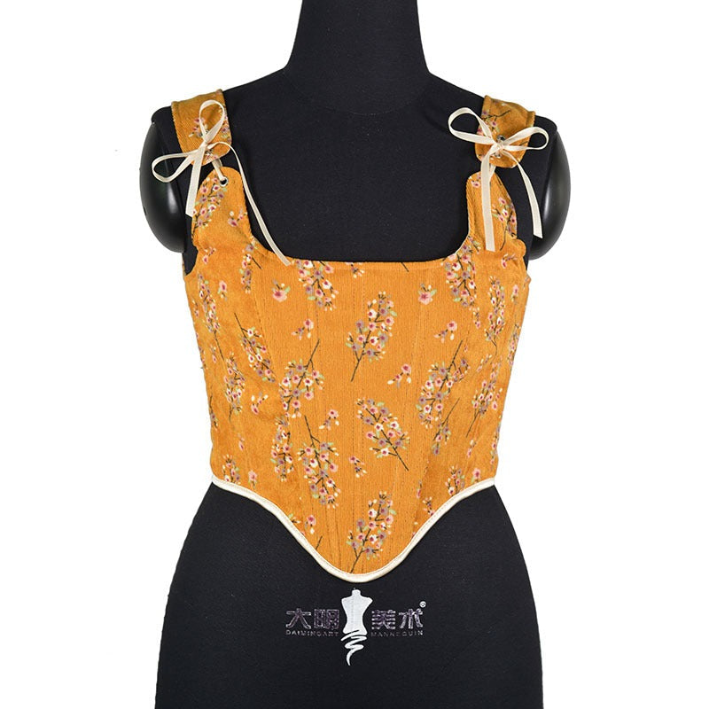 Corduroy European and American outerwear fishbone corset women corset court French style