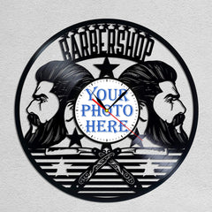 Personalized Barbershop Wall Clock â€?Custom LP Record Design, Silent Quartz Movement
